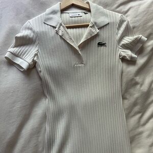 NWOT Lacoste White Ribbed Polo Dress